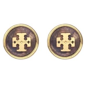 TORY BURCH • Purple Stone Semiprecious Logo Earrings